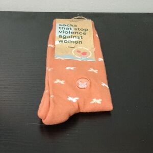 Conscious Step Orange Socks with White Butterflies